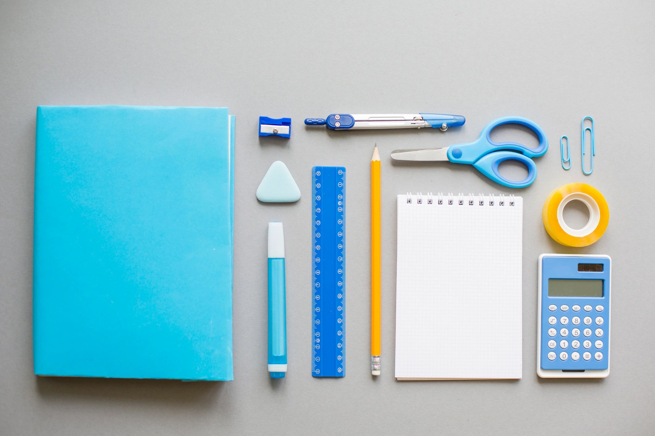 Office supplies arranged neatly on a desk